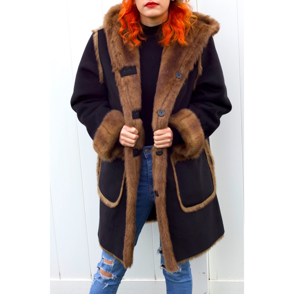 NWOT Dennis Basso faux suede and fur coat